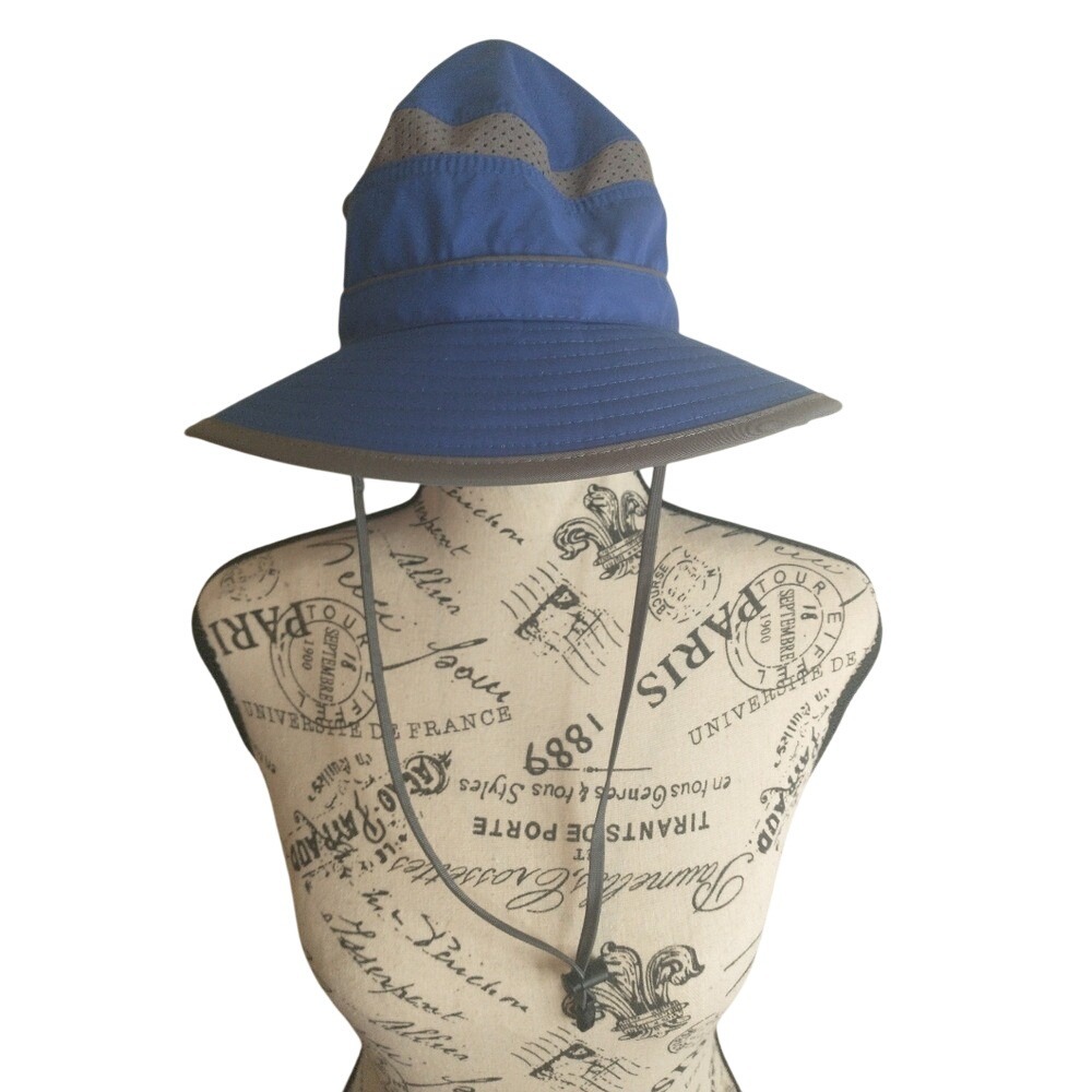 Sunday Afternoons Kids Blue Mesh Sun Hat Size M 2-5 Years Adjustable Wide Brim